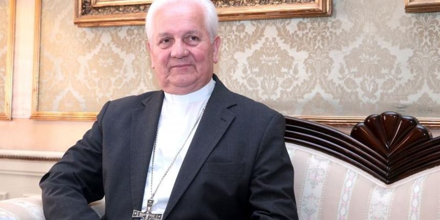 Predsjednik Vlade Republike Hrvatske Tihomir Oreskovic primio je u Banskim dvorima, mons. dr. Franju Komaricu, biskupa banjaluckog. Photo: Patrik Macek/PIXSELL