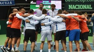 Davis Cup: Fešta nakon pobjede Marina Čilića nad Richardom Gasquetom i osiguranog plasmana u finale Davis Cupa. Photo: Hrvoje Jelavić/PIXSELL