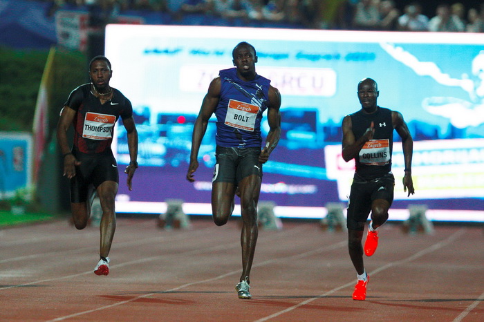 Zagreb, 130911.
IAAF World Challenge Zagreb 2011, 
61. memorijal Borisa Hanzekovica na atletskom stadionu Mladost na Savi.
Na slici: 100 metara muski, Usain Bolt.
Foto: Goran Mehkek / CROPIX