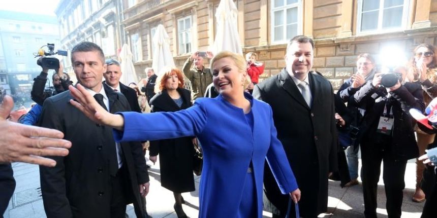 Zagreb – Kolinda Grabar Kitarovic dolazi u Tomicevu gdje ce uspinjacom stici na Gornji grad, na svoju inauguraciju. Photo: Slavko Midzor/PIXSELL