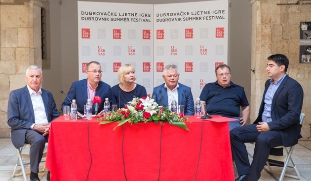 Konferencija za medije poodom zatvaranja 67. Dubrovackih ljetnih igara. Nikola Dobroslavic, Zlatko Hasanbehovic, Paulina Njavro, Andro Vlahusic, Mladen Tarbuk, Sinisa Kovacic. Photo: Grgo Jelavic/PIXSELL