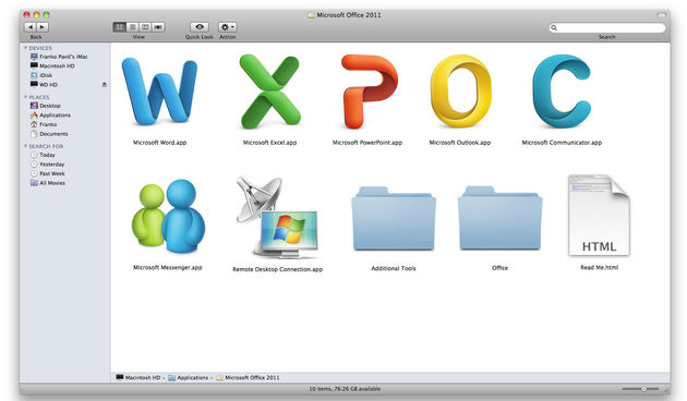 Office 2011 (aplikacije u Finderu)