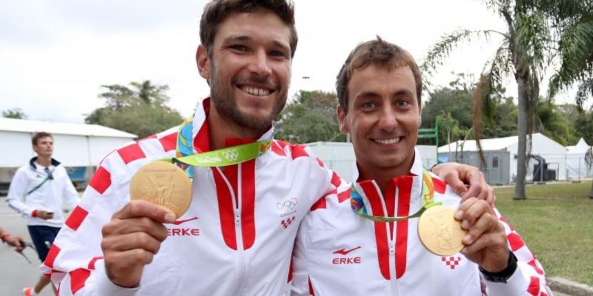 Rioe de Janeiro. Olimpijski prvaci u klasi 470, Šime Fantela i Igor Marenić. Photo. Igor Kralj/PIXSELL