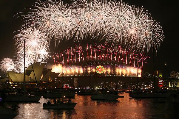Midnight fireworks to begin 2008.
