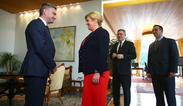 Konzultacije s celnicima parlamentarnih stranak kod predsjednice Kolinde Grabar-Kitarovic. Predsjednik IDS- Boris Miletic, Kolinda Grabar Kitarovic. Photo: Sanjin Strukic/PIXSELL