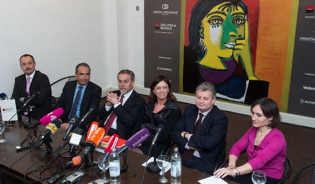 Zagreb, 190213.
Klovicevi dvori, Jezuitski trg 4.
Press konferencija povodom zagrebacke izlozbe remek djela pariskog muzeja Picasso koja ce biti otvorena od 23. 03. do 07.03. 2013.
Na fotgrafiji: Kresimir Starcevic, Andre