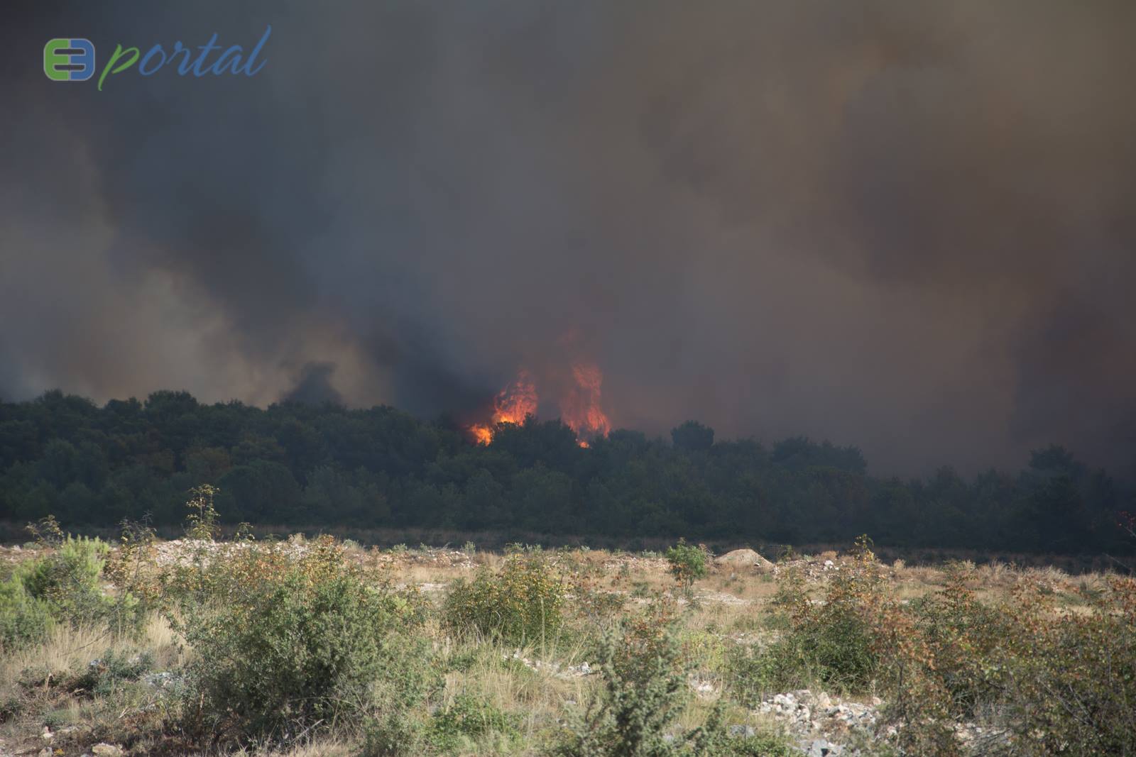 Zemaljske i zračne vatrogasne snage gase veliki šumski požar kod Crvene luke. Foto: Franjo Jurić/eBiograd Zemaljske i zračne vatrogasne snage gase veliki šumski požar kod Crvene luke. Foto: Franjo Jurić/eBiograd