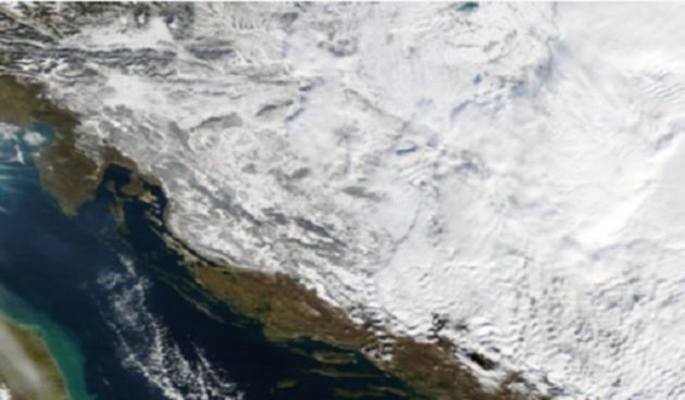 Hrvatska pod snijegom, Foto: Satelitske slike/Crometeo