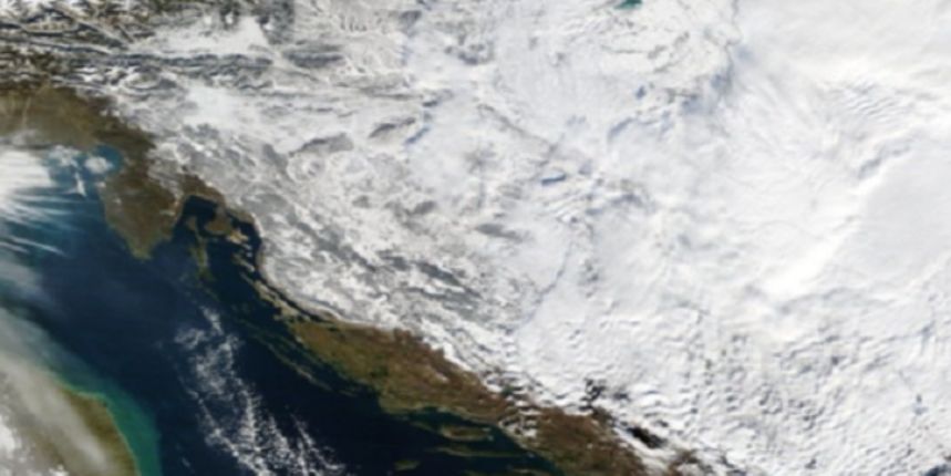 Hrvatska pod snijegom, Foto: Satelitske slike/Crometeo