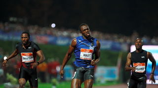 Zagreb, 130911.
IAAF World Challenge Zagreb 2011, 
61. memorijal Borisa Hanzekovica na atletskom stadionu Mladost na Savi.
Na slici: Usain Bolt pobjednik na 100 m.
Foto: Goran Mehkek / CROPIX