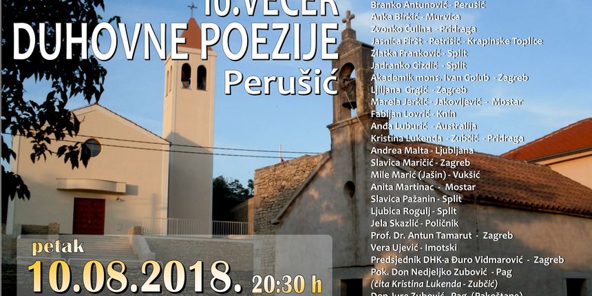 Jubilarna Večer duhovne poezije u Perušiću Benkovačkom Jubilarna Večer duhovne poezije u Perušiću Benkovačkom