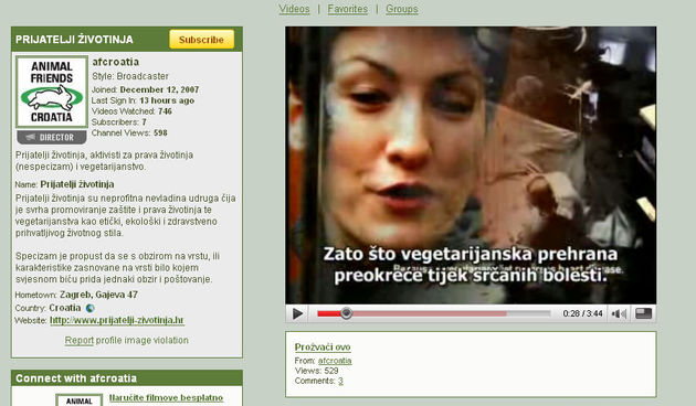 Prijatelji životinja na YouTubeu