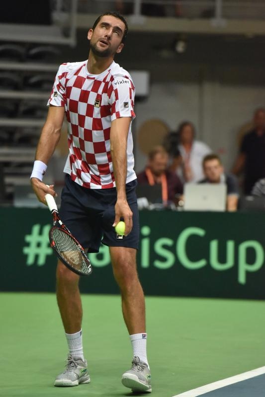 Polufinale Davis Cupa, Hrvatska – Francuska, 2. meč, Marin Čilić – Lucas Pouille. Photo: Hrvoje Jelavić/PIXSELL Polufinale Davis Cupa, Hrvatska – Francuska, 2. meč, Marin Čilić – Lucas Pouille. Photo: Hrvoje Jelavić/PIXSELL