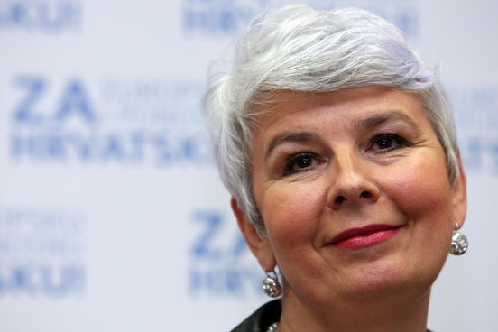 Zagreb, 180110. Sredisnjica HDZ-a. Tiskovna konferencija Jadranke Kosor nakon odrzane sjednice Predsjednistva HDZ-a. Jadranka Kosor tijekom tiskovne konferencije. Foto: Davor Pongracic / CROPIX