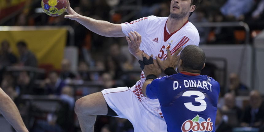 Zaragoza, Spanjolska, 230113.
Gradska dvorana Principe Felipe.
Svjetsko prvenstvo u rukometu za muskarce Spanjolska 2013.
Utakmica cetvrtfinala izmedju reprezentacija Hrvatske i Francuske.
Na fotografiji: Domagoj Duvnjak.
Foto: Ante Cizmic / CROPIX