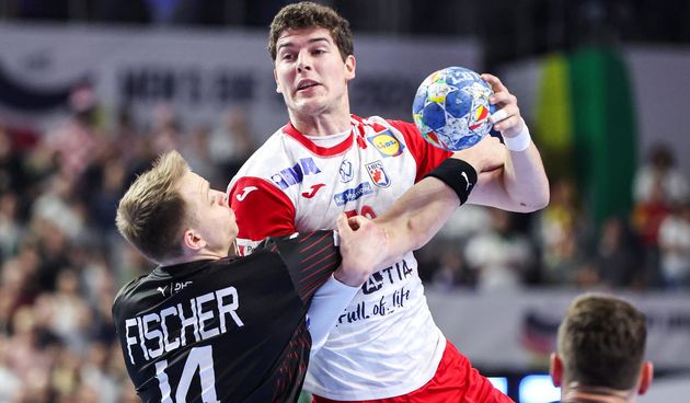 EHF Europsko prvenstvo u rukometu 2024. u Njemackoj. Drugi krug, skupina 1, Njemacka – Hrvatska. Justus Fischer, Luka Lovre Klarica