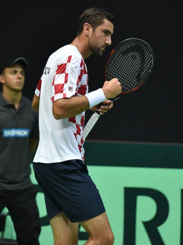 Polufinale Davis Cupa, Hrvatska – Francuska, 2. meč, Marin Čilić – Lucas Pouille. Photo: Hrvoje Jelavić/PIXSELL Polufinale Davis Cupa, Hrvatska – Francuska, 2. meč, Marin Čilić – Lucas Pouille. Photo: Hrvoje Jelavić/PIXSELL