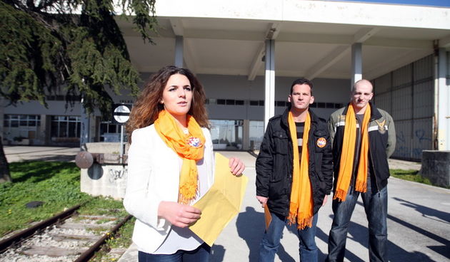 Zadar, 280213. 
Zeljeznicki kolodvor. Na zadarskom zeljeznickom kolodvoru HNS je organizirao press konferenciju za novinare na temu Zadar treba tvornicu kulture. 
Foto: Jure Miskovic / CROPIX