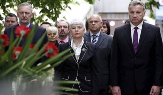 Polaganje vijenaca u Okučanima, foto: danijel soldo / cropix