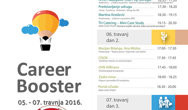 Career Booster u Zadru od 5. do 7. travnja
