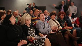 U zadarskom HNK odrzan je skup Kukuriku koalicije te predstavljeni kandidati za Europski parlament. Iako je bilo najavljeno, premijer Zoran Milanovic nije prisustvovao skupu zbog krize u Slavoniji uzrokovane poplavama. Photo: Filip Brala/PIXSELL