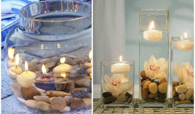 Kamenje, diy, dekoracije, svijećnjak