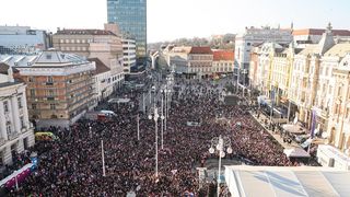 Panorama svečanog dočeka hrvatske rukometne reprezentacije u Zagrebu