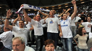 Zadar, 260513.
Dvorana Kresimira Cosica. 
3. polufinalna utakmica prvenstva Hrvatske izmedju KK Zadar i KK Cedevita.
Na fotografiji: navijaci.
Foto: Luka Gerlanc / CROPIX
