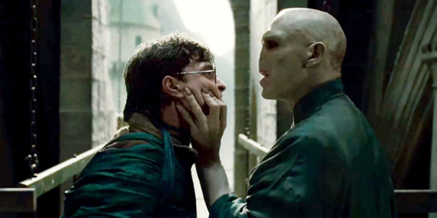 HARRY POTTER AND THE DEATHLY HALLOWS: PART 2, from left: Daniel Radcliffe, Ralph Fiennes, 2011. ©2011 Warner Bros. Ent. Harry Potter publishing rights ©J.K.R. Harry Potter characters, names and related indicia are trademarks of and ©Warner Bros. Ent. A