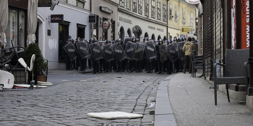 Zadarski branitelji na prosvjedu u Zagrebu 26. veljace 2011, Foto: Leo Banic