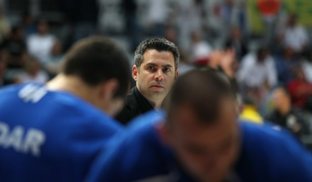 Zagreb, 180513.
Dvorana Kresimira Cosica. Kosarkaska utakmica polufinala doigravanja za prvaka Hrvatske (1 utakmica) izmedju KK Zadar i KK Cedevita. 
Na fotografiji: trener Zadra Ante Nazor.
Foto: Jure Miskovic / CROPIX