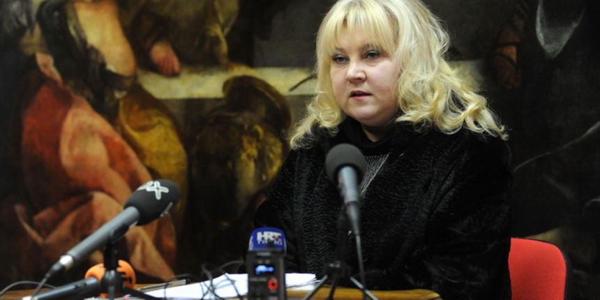 Zadar, 160113.
Na konferenciji za medije ravnateljica Narodnog muzeja Zadar, Renata Peros, najavila je Noc muzeja.
Na fotografiji: Renata Peros.
Foto: Luka Gerlanc / CROPIX