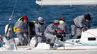 Zadar, 260211.
U Biogradskom akvatoriju se ovoga vikenda odrzava 11. Karnevalska regata. U tri jedrenja natjecati ce se 50-ak brodova.
Na slici: detalj sa subotnjeg jedrenja.
Foto: Vladimir Ivanov / CROPIX Zadar, 260211.
U Biogradskom akvatoriju se ovoga vikenda odrzava 11. Karnevalska regata. U tri jedrenja natjecati ce se 50-ak brodova.
Na slici: detalj sa subotnjeg jedrenja.
Foto: Vladimir Ivanov / CROPIX