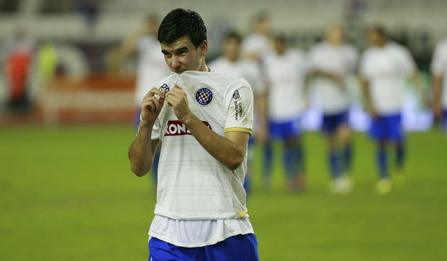 Split, 250911.
Stadion HNK Hajduka u Poljudu.
HNL 1. kolo HNL-a Hajduk -NK Slaven Belupo ( 4:1).
Na fotografiji: Ivan Lendric.
Foto: Vladimir Dugandzic / CROPIX