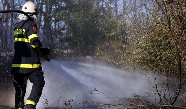 Liznjan, 080712.Pozar, vatrogasci na Marleri kraj Liznjana. Nakon pozara u kojem je jucer izgorilo oko 8 hektara makije danas je ponovo buknuo pozar i to samo dve kilometra od jucerasnjeg. U danasnjem pozaru izgorilo je oko 5 hektara niskog raslinja i iak