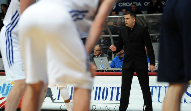 Zadar, 060413.
Dvorana Kresimira Cosica. 
Trece kolo A1 lige kosarkasa izmedju KK Zadar i KK Zagreb.
Na fotografiji: trener Zadra Ante Nazor.
Foto: Luka Gerlanc / CROPIX