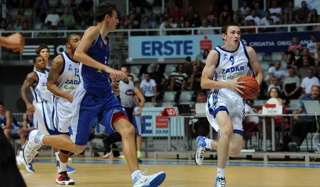Zadar, 290812.
Dvorana Kresimira Cosica na Visnjiku.
Pripremna utakmica KK Zadar sa KK Samara iz Rusije.
Na fotografiji: Marko Ramljak (9).
Foto: Luka Gerlanc / CROPIX