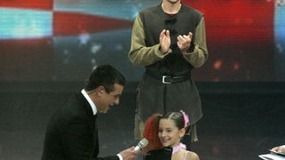 Zagreb, 051110.
Studio 2 Jadran filma, Oporovecka 12. 
Supertalent show Nove TV.
Na slici: voditelji Igor Mesin i Jana Klaric. 
Foto: Ranko Suvar / CROPIX