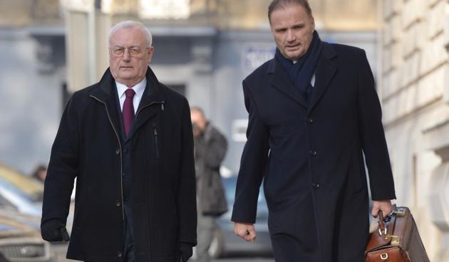 08.01.2014., Zagreb – Josip Perkovic u pratnji odvjetnika Ante Nobila dolazi na Zupanijski sud gdje ce se odlucivati o njeegovom izrucenju Njemackoj. Photo: Marko Lukunic/PIXSELL