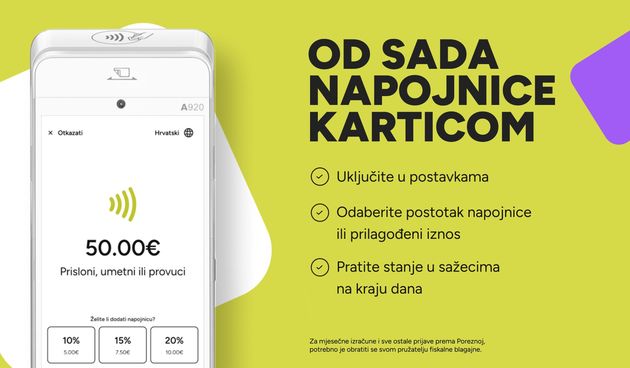 Teya POS uređaj – napojnica