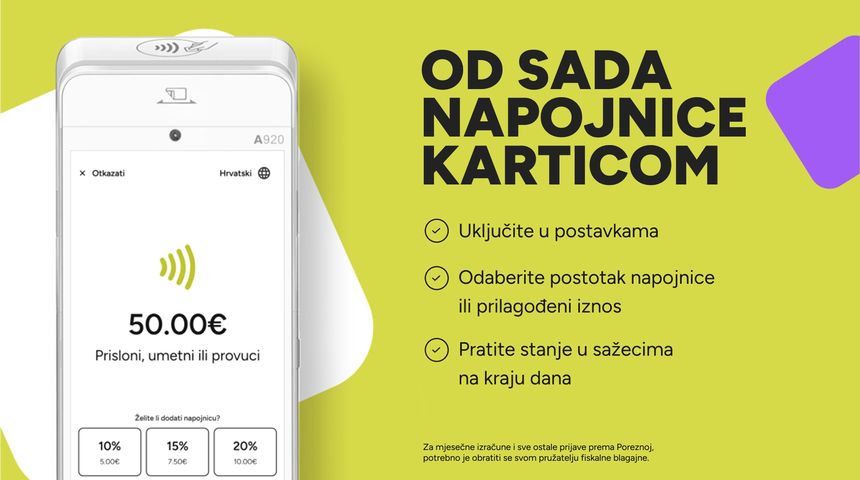 Teya POS uređaj – napojnica