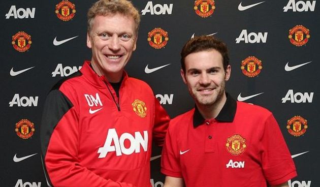 David Moyes i Juan Mata, foto: manutd.com
