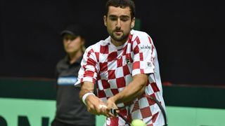 Polufinale Davis Cupa, Hrvatska – Francuska, 2. meč, Marin Čilić – Lucas Pouille. Photo: Hrvoje Jelavić/PIXSELL Polufinale Davis Cupa, Hrvatska – Francuska, 2. meč, Marin Čilić – Lucas Pouille. Photo: Hrvoje Jelavić/PIXSELL