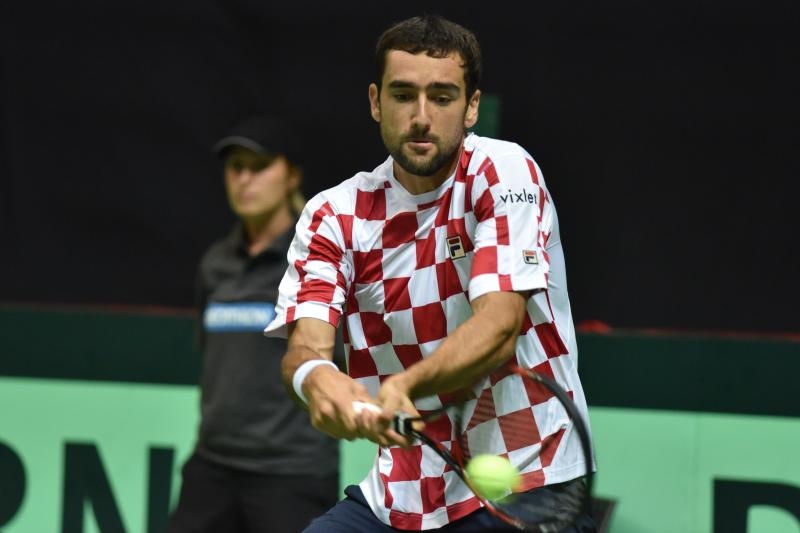 Polufinale Davis Cupa, Hrvatska – Francuska, 2. meč, Marin Čilić – Lucas Pouille. Photo: Hrvoje Jelavić/PIXSELL Polufinale Davis Cupa, Hrvatska – Francuska, 2. meč, Marin Čilić – Lucas Pouille. Photo: Hrvoje Jelavić/PIXSELL