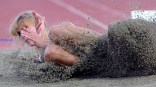 Zagreb, 130911.
IAAF World Challenge Zagreb 2011, 
61. memorijal Borisa Hanzekovica na atletskom stadionu Mladost na Savi.
Na slici: Margrethe Renstorm, skok u dalj.
Foto: Srdjan Vrancic / CROPIX