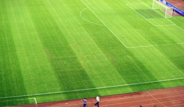 12.06.2015., stadion Poljud, Split – Kvalifikacijska utakmica za odlazak na Europsko prvenstvo koje ce se odrzati 2016. godine u Francuskoj, skupina H, 6. kolo, Hrvatska – Italija. Na travnjaku Poljuda iscrtan je kukasti kriz. Photo: Ivo Cagalj/PIXSELL