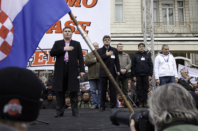 Zadarski branitelji na prosvjedu u Zagrebu 26. veljace 2011, Foto: Leo Banic Zadarski branitelji na prosvjedu u Zagrebu 26. veljace 2011, Foto: Leo Banic