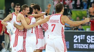 Velika hrvatska fešta u ljubljanskim Stožicama nakon plasmana u polufinale Eurobasketa, Foto. Igor Kralj/PIXSELL Velika hrvatska fešta u ljubljanskim Stožicama nakon plasmana u polufinale Eurobasketa, Foto. Igor Kralj/PIXSELL