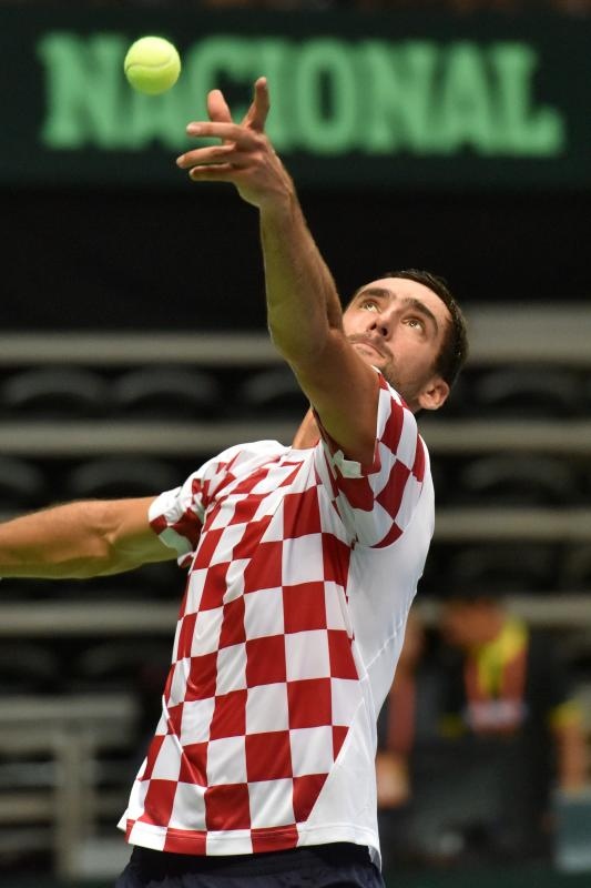Polufinale Davis Cupa, Hrvatska – Francuska, 2. meč, Marin Čilić – Lucas Pouille. Photo: Hrvoje Jelavić/PIXSELL Polufinale Davis Cupa, Hrvatska – Francuska, 2. meč, Marin Čilić – Lucas Pouille. Photo: Hrvoje Jelavić/PIXSELL