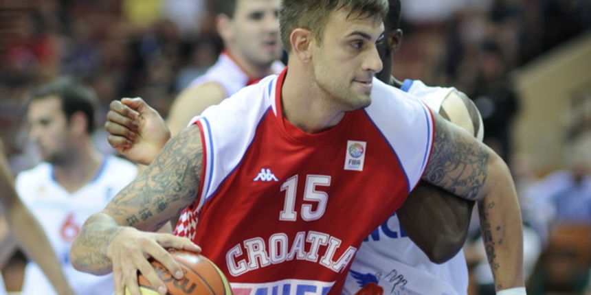 Katowice, 200909.
Dvorana Sport Arena Spodek.
Europsko prvenstvo u kosarci u Poljskoj, razigravanje izmedju Francuske i Hrvatske za peto mjesto na prvenstvu.
Na slici: Mario Kasun.
Foto: Drago Sopta  / CROPIX